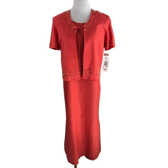 Positive Attitude Jacket Dress Ankle Length Embellished Sz 10P NWT Vintage - Picture 1 of 9